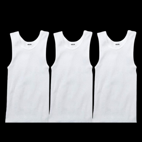 Men's Pack of 3 Preshrunk Cotton Sleeveless Vests