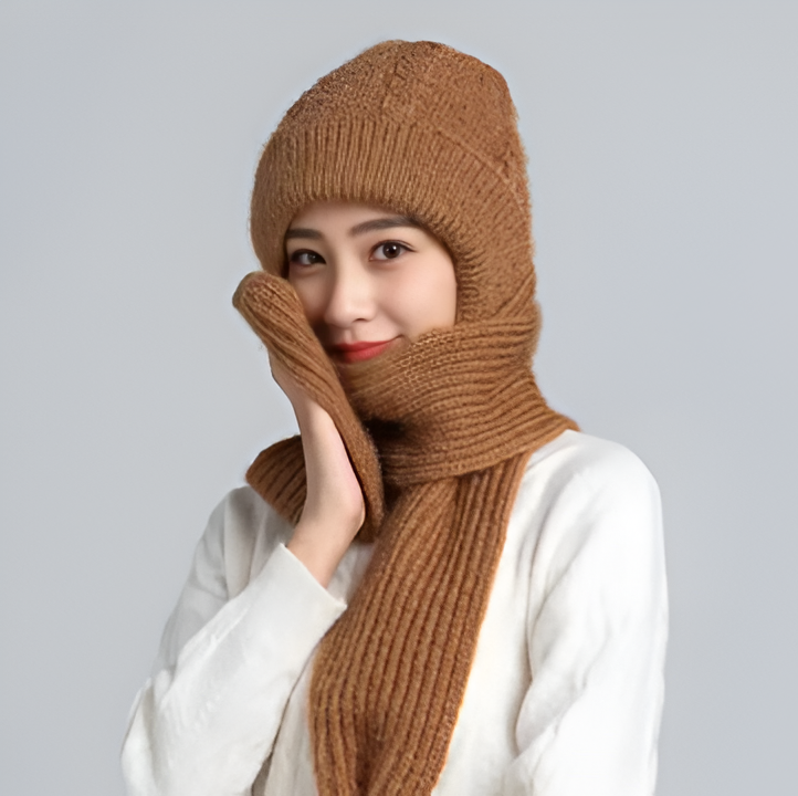 Wool Knitted Winter Cap Scarf