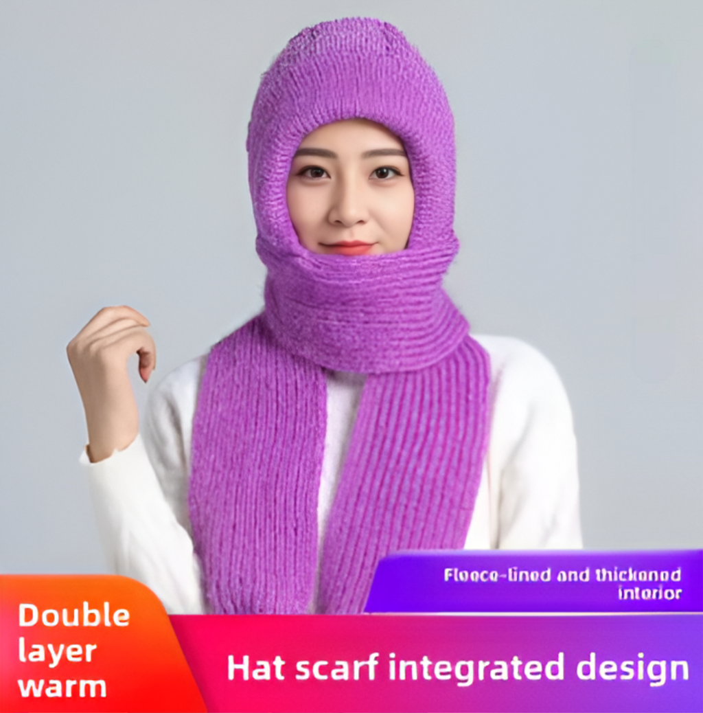 Wool Knitted Winter Cap Scarf