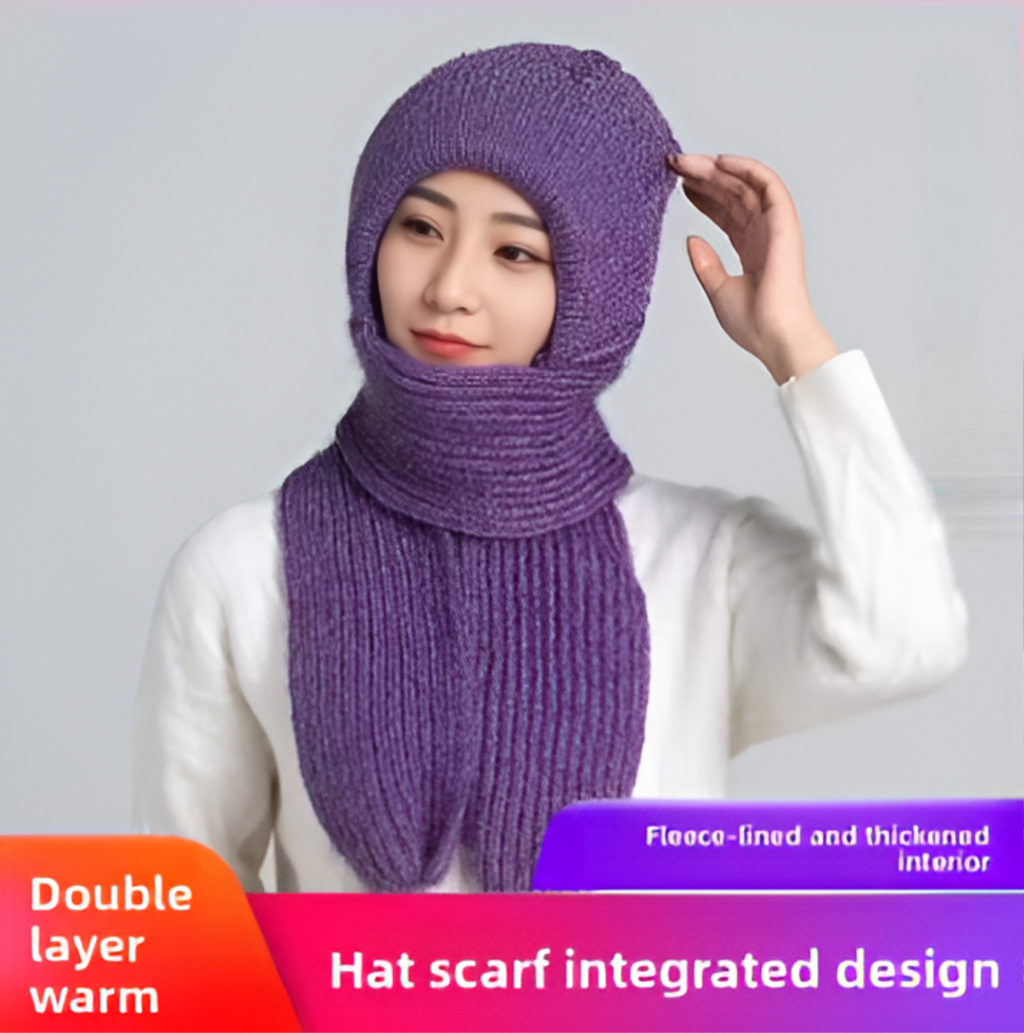 Wool Knitted Winter Cap Scarf