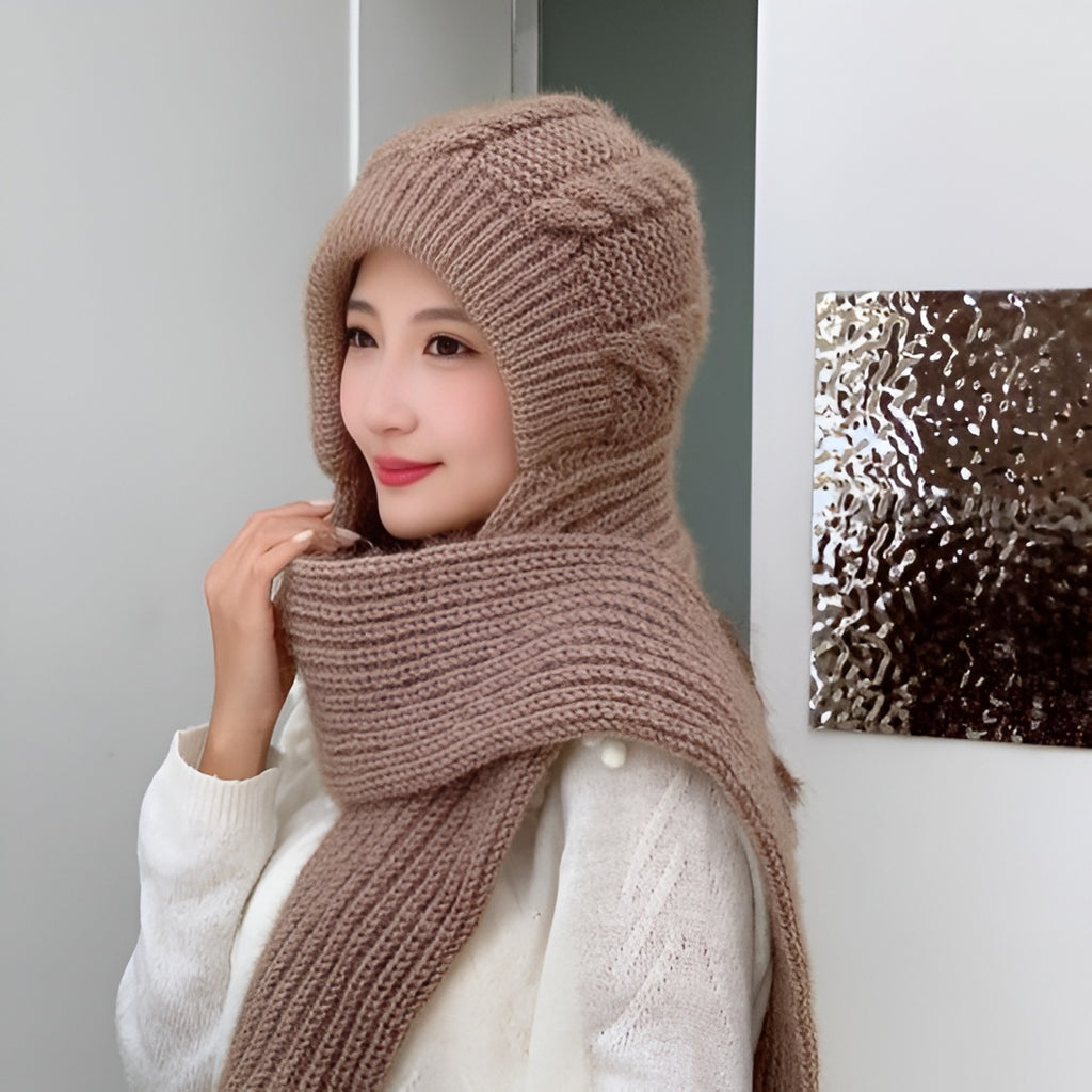 Wool Knitted Winter Cap Scarf